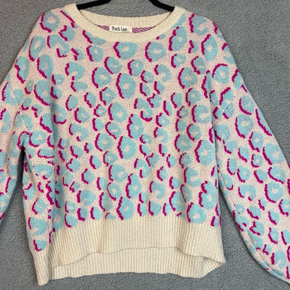Peach Love cheetah print sweater Womens Size Medium - Picture 5 of 8